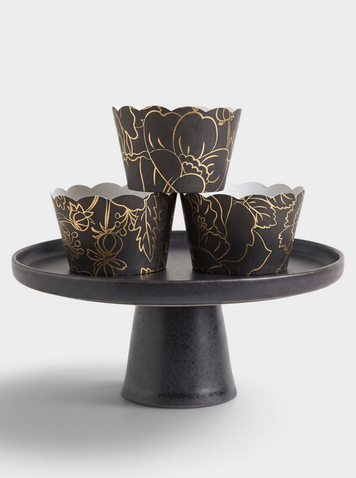 Black and Gold Floral Cupcake Wrapper