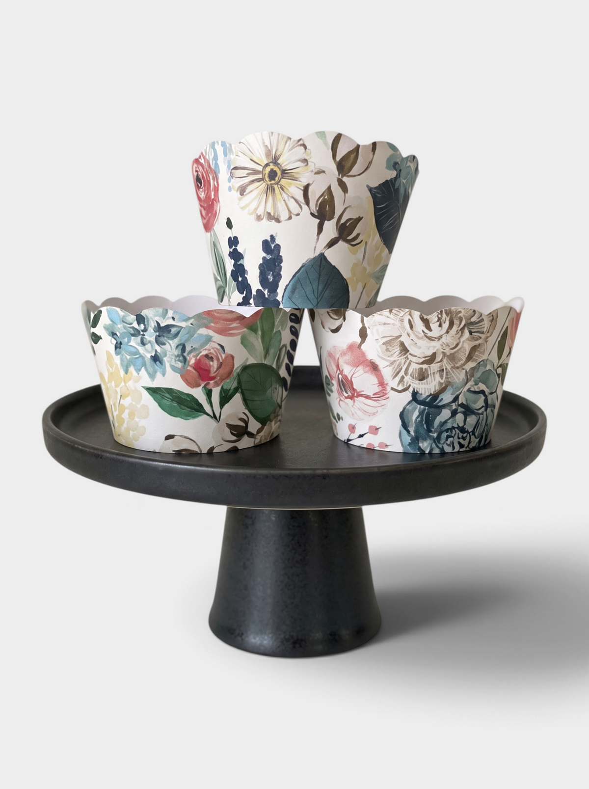 Blue Wedding, Rustic Floral Cupcake Wrappers
