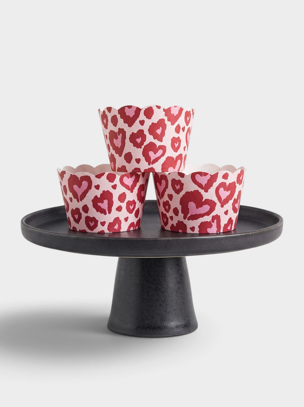Red, Pink Heart Leopard Cupcake Wrappers