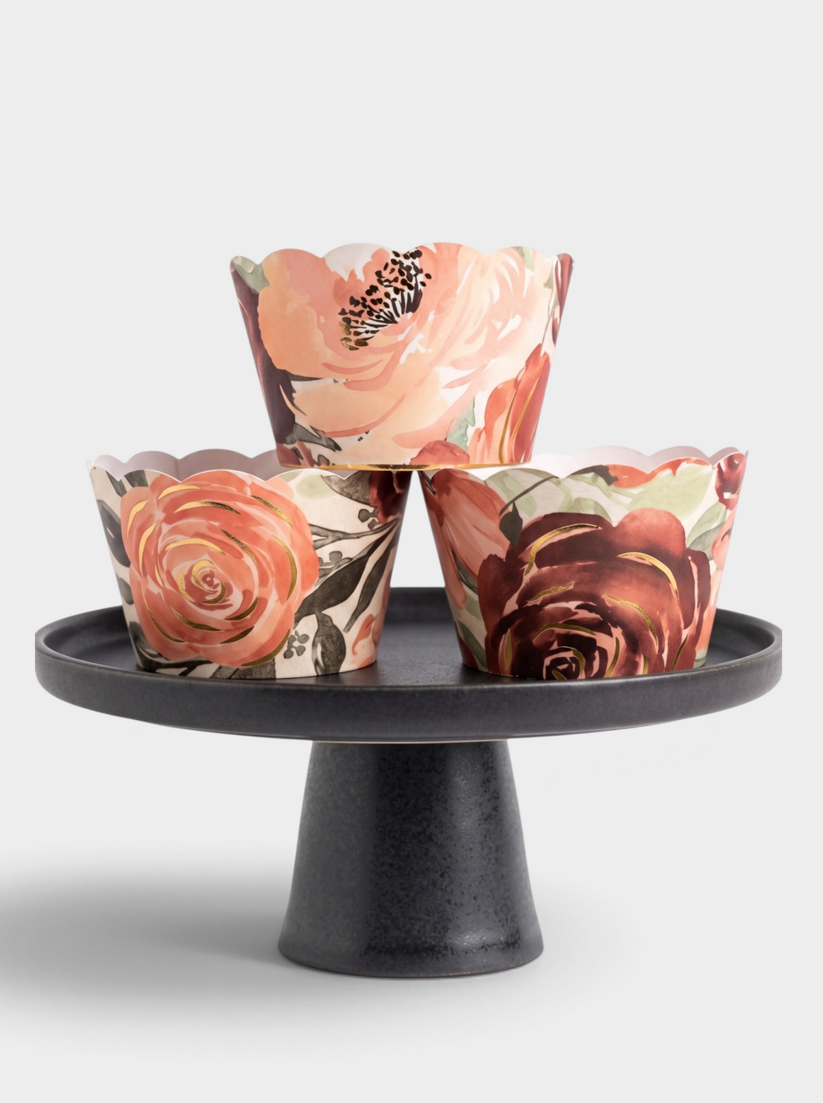 Terracotta, Burgundy, Eucalyptus Gold Foil Brushed Cupcake Wrappers