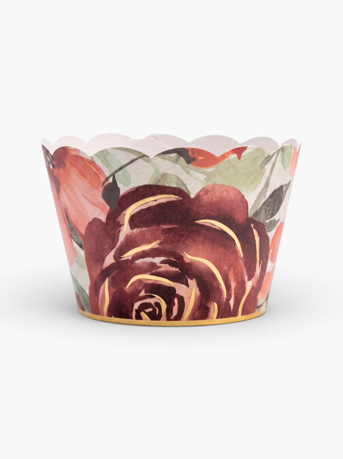 Terracotta, Burgundy, Eucalyptus Gold Foil Brushed Cupcake Wrappers