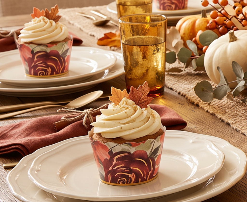Terracotta, Burgundy, Eucalyptus Gold Foil Brushed Cupcake Wrappers